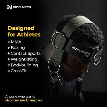 Iron Neck, Versatile Neck Exerciser, Strengthener and Trainer with Adjustable Head and Chin Strap, Portable Head Harness for Weight Lifting, Home and Gym Use