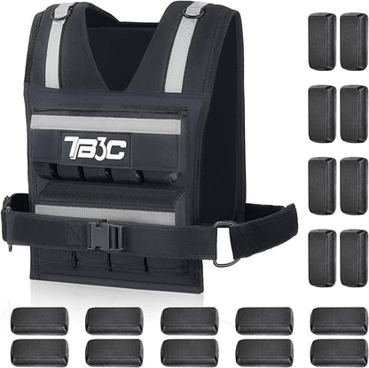 Adjustable Weighted Vest Men 19lbs/ 30lbs/ 40lbs Weights with Reflective Stripe, Weight Vest Woman Workout Vest for Crossfit, Calisthenics, Running & Walking.