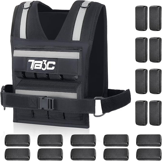 Adjustable Weighted Vest Men 19lbs/ 30lbs/ 40lbs Weights with Reflective Stripe, Weight Vest Woman Workout Vest for Crossfit, Calisthenics, Running & Walking.