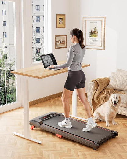 Walking Pad Treadmill, WalkDate Incline Walking Pad Under Desk Treadmills 330 Lbs Capacity, 2.5HP Low Noise Portable Running Machine for Home and Office, with LED Display, Remote Control