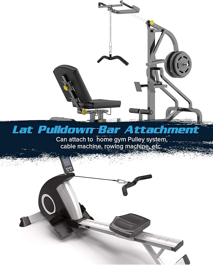 Upgraded LAT Pulldown Bars, 19" LAT Pull Down Bar Attachments for Home Gym, Curl Triceps Press Down Bar Handle LAT Bar Cable Machine Attachment for Pulley System, Rowing LAT Pull Down Bar