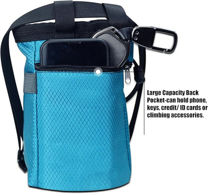 Chalk Bag for Rock Climbing, Chalk Bag with Zippered Pocket,Climbing Chalk Bag,Side Drawstring Closure for Rock Climbing Weight Lifting Gymnastics Workout,Blue