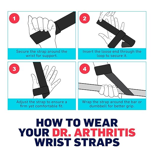 Dr. Arthritis Lifting Straps, Heavy-Duty Wrist Straps for Weightlifting, Bodybuilding, Deadlift & Strength Training, Non-Slip Hand Grips Support, Padded Gym Wraps for Enhanced Comfort (Black, Pair)