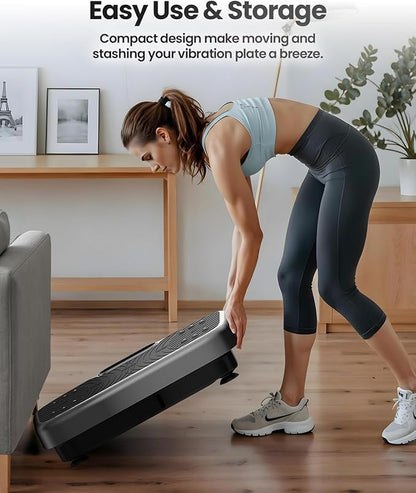 Vibration Plate Exercise Machine, Vibration Plate Platform for Lymphatic Drainage, 200 Adjustable Speeds Power Shaping Vibrating Plate Helps Weight Loss, Shaping, Max Weight 450 Lbs