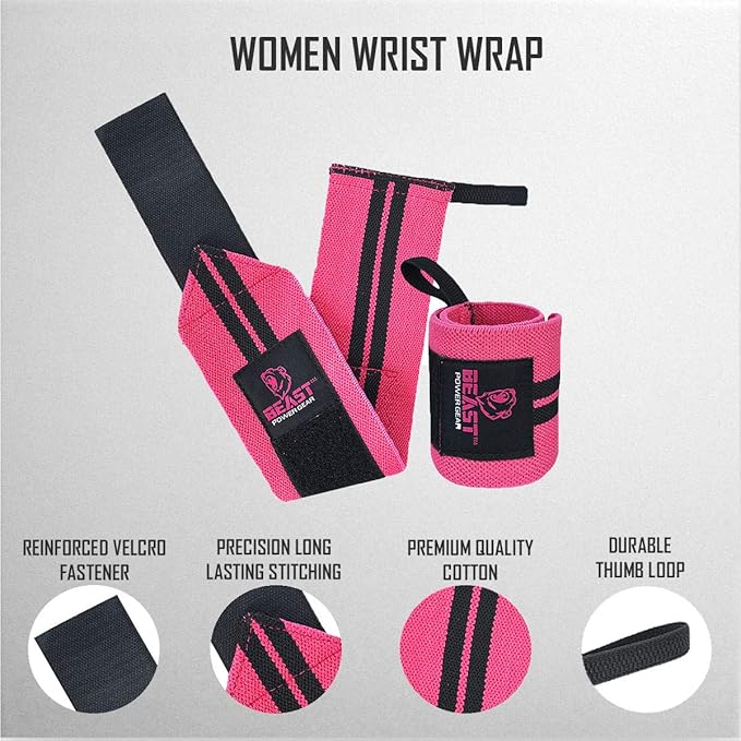 Improved Lifting Support & Stability - Gym Wrist Wraps for Weightlifting 14" Premium Quality Hand Wraps with Thumb Loop - Weight Lifting Wrist Wraps for Pain & Support