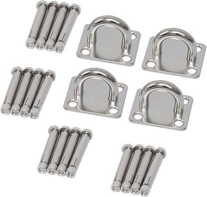 Wall Ceiling Mount Pad Eye Plate, Heavy Duty Marine Hardware Staple Loop U-Shaped Ring Hook Sail Shade Hardware, Suspension Kit for Resistance Training Straps,Yoga Swings, Hammock & Gym Accessories