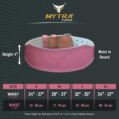 Mytra Fusion Weight Lifting Belt Women Gym Belt 7MM Thick 4" wide 100% Real