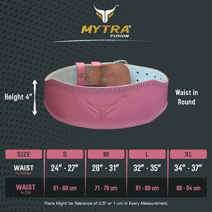 Mytra Fusion Weight Lifting Belt Women Gym Belt 7MM Thick 4" wide 100% Real