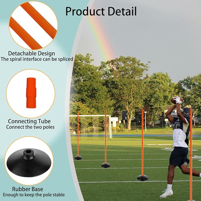 TNZMART 4.9FT Training Agility Poles Detachable Soccer Training