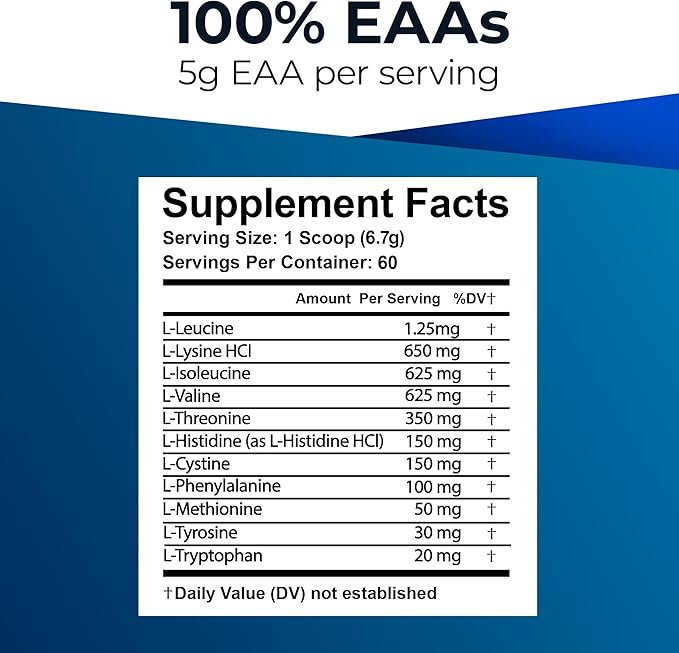 Ultimate 100% Essential Amino Acids Powder [Berry Flavor, 60 (5g) servings] All 9 EAAs & BCAAs (L-Leucine, L-Isoleucine & L-Valine) Amino Acids Supplement for Women & Men for Energy, Muscle & Recovery