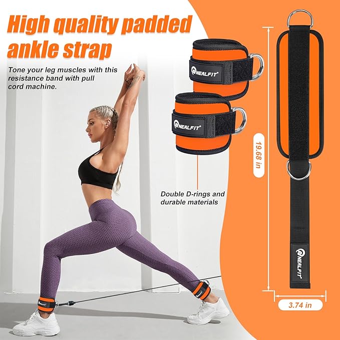 Ankle Strap for Cable Machine, Gym Ankle Cuff for Kickbacks, Leg Extensions, Glute Workouts, Booty Hip Abductors Exercise for Women and Men