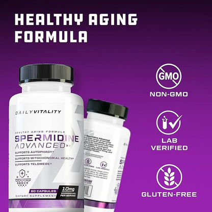Cutler Nutrition Advanced High Absorption Spermidine Supplement 99% Standardized Spermidine Supplement for Men & Women for Enhanced Longevity Heart Health Telomere and Brain Support (60 Servings)