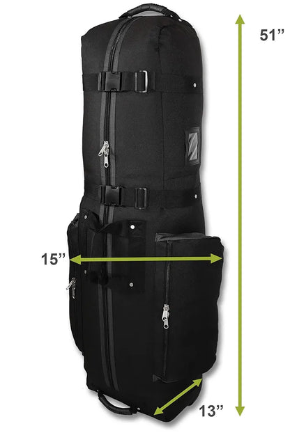 CaddyDaddy Constrictor Soft-Sided Golf Travel Bag Cover with Thick Dense Foam Padded Top 1 Year Full Travel Bag Replacement Coverage | Wheels & Lockable Zippers Case for Transporting Clubs on Airlines