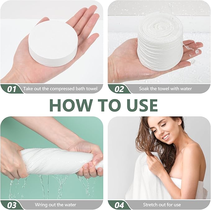 Premium Compressed Towel Tablets 100% USDA 55.1 in 27.5 in (3 Pack)