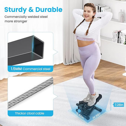 Mini Steppers for Exercise at Home, Stair Stepper Machine with Resistance Bands, 330 lbs Capacity, and LCD Monitor for Home Workout, Full Body Cardio and Walking
