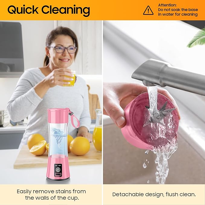 Cordless Personal Size Portable Blender - Blender Make Smoothies & Shakes, 12 Oz BAP Free Traveling Cup, Quickly Squeezed in Office/Picnic/Sprots