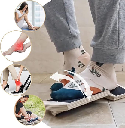 Single Leg Balance Sprained Ankles Board Board for Foot Strengthening, Plantar Fasciitis Relief, Stability Exercises, Posture Correction, and Physical Therapy. Anti-Slip Wobble Board