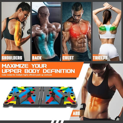 Solid Push Up Board 15 in 1 Home Workout Equipment Multi-Functional Pushup Stands System Fitness Floor Chest Muscle Exercise Professional Equipment Burn Fat Strength Training Arm Men & Women Weights