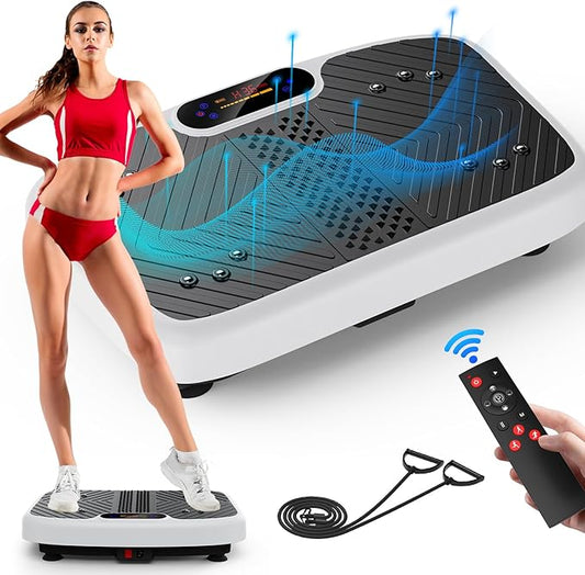 Vibration Plate Exercise Machine, Arvnka Power Waver Vibration Plate for Lymphatic Drainage,Vibrating Plate Machine with Resistance Bands & Remote for Weight Loss for Women Men,Home Exercise Equipment