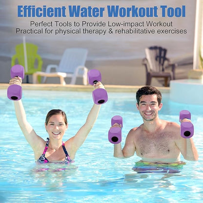 Water Dumbbells, 2Pack Aquatic Exercise Dumbbells, EVA Foam Barbells for Men Women Water Workouts