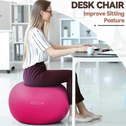 Anti-Burst and Slip Resistant Exercise Ball Yoga Ball 2,000-Pound Capacity,