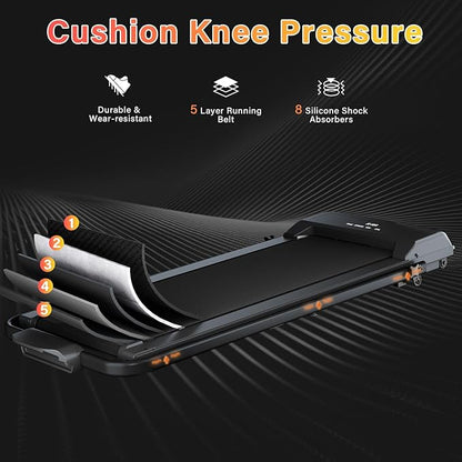 Treadmill with Incline, Walking Pad Foldable Treadmills for Home with 2.5HP, Speed 6.2-7.6MPH Walking Pad with Handle Bar, Remote Control and LED Display