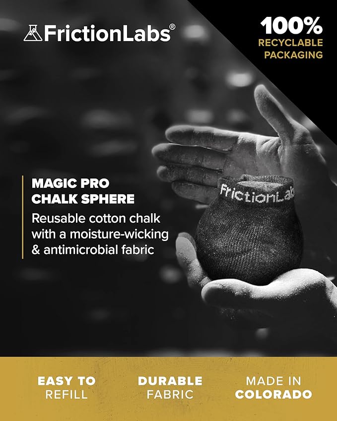 Friction Labs Magic Chalk Ball & Magic Chalk Ball PRO - Premium Gym Chalk in Refillable Sock - Non Toxic - Great for Climbing, Gymnastics, Weightlifting, Crossfit, Pool, Training