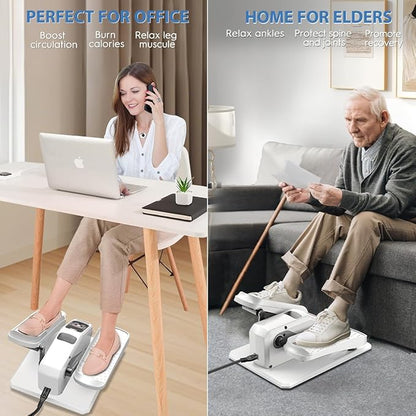 Under Desk Elliptical Machine, Electric Ellipse Leg Exerciser While Sitting for Seniors Adults, Quiet & Portable Electric Seated Pedal Exerciser with Remote Control, 15 Adjustable Speeds, 5 Auto Modes