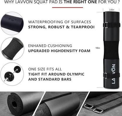 Barbell Pad Set for Hip Thrust 10Pcs- Squat Pad for Barbell Lunges & Bar Padding - Bench Press Standard Weight Bar Pad - with Ankle Straps, Wrist Straps for Weightlifting, 3 Lifting Strap