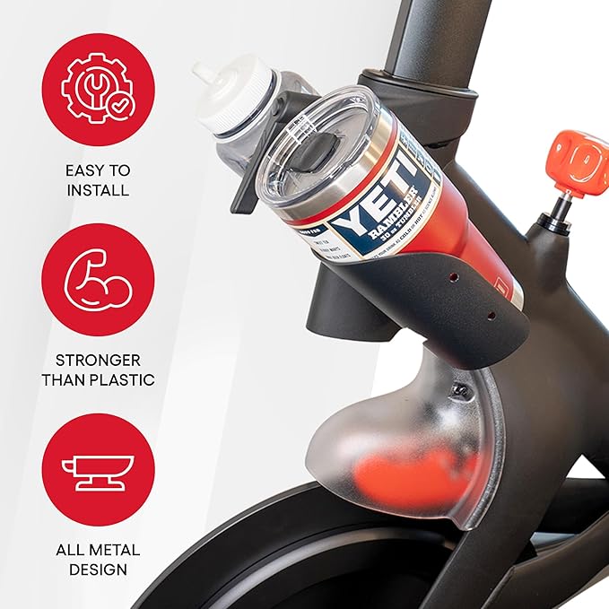 Extra Large Bottle Holders for Peloton Bike for Original Peloton or Peloton Bike+ - All Metal Design - Fits YETI + Nalgene + Hydro Flask (Original Peloton Bike)