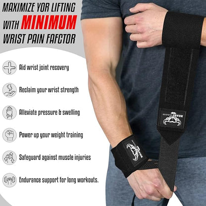 BEAST RAGE Wrist Wraps for Weightlifting - Adjustable Lifting Straps With Thumb Loop for Enhanced Gym Support, Powerlifting, Bodybuilding and Workout
