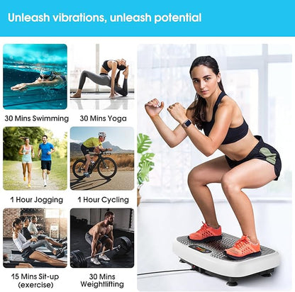 Vibration Plate Exercise Machine for Lymphatic Drainage,Softgym Power Vibrate Stand Shake Board 400 Lbs Capacity Whole Body Workout Waver with Fitness Resistance Bands Weight Loss Gifts for Women Men