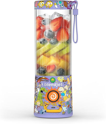 BlendJet Portable Blender for Smoothies & Shakes - 16oz BlendJet 2 Cordless Personal Small Blender, USB-C Rechargeable & Self Cleaning - Mini Travel Blender with Stainless Steel Blade (Nicktoons)