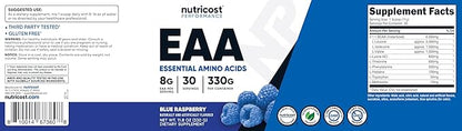 Nutricost EAA Powder 30 Servings (Blue Raspberry) - Essential Amino Acids - Non-GMO, Gluten Free, Vegetarian Friendly