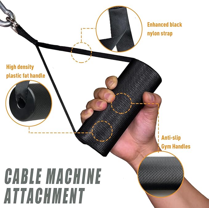 KORIKAHM Arm Wrestling Handles, Fat Armwresting Training Equipment LAT Pulldown Attachments D Handle, V Bar Cable Machine Attachments, Gym Handles for Forearm, Wrist Strength Training Equipment