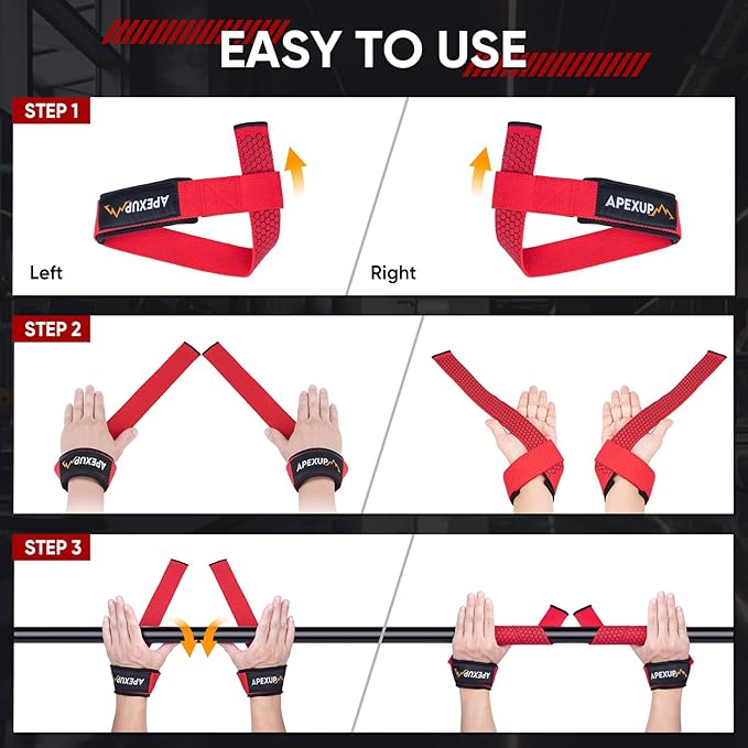 APEXUP Weight Lifting Straps for Weightlifting, Lifting Wrist Straps Gym, Deadlift Straps, Anti Slip Silicone and Neoprene Padded Weightlifting Straps Men Women Powerlifting, Strength Training