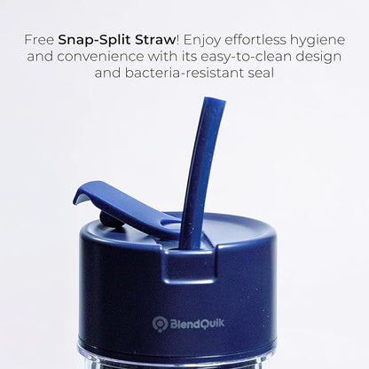 Personal Portable Blender For Shakes & Smoothies, Leakproof & Stylish Portable Mason Jar Shaker, Rechargeable Mini Blender with 10-Blade Blending System 14oz, Dark Blue