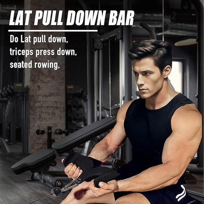 Home Gym Fitness Rowing T-bar V-bar Pulley Cable Machine Attachments, Bicep Curl Tricep Lat pulldown Bar Back Strength Training Handle Grips Lat Pull Down Bar Press Down Exercises