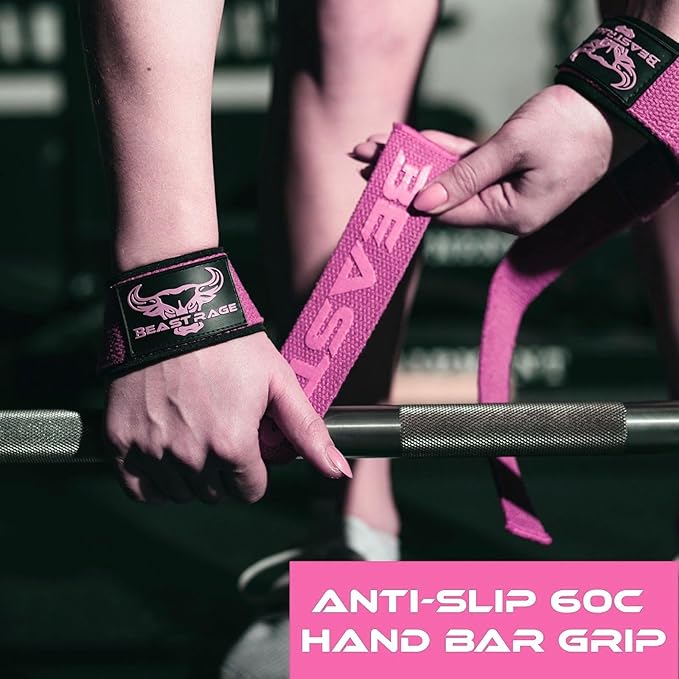 BEAST RAGE Lifting Straps for Weightlifting, Weight Lifting Straps Gym Power Workouts Lifting Wrist Straps Padded Cotton Men Women Support Lifters Deadlift Straps Hard Pull Exercise Straps