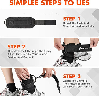 Ankle Resistance Bands with Cuffs, Ankle Bands for Working Out, Glutes Workout Equipment, Butt Exercise Equipment for Kickbacks Hip Fitness Training, Legs Resistance Bands for Women & Men