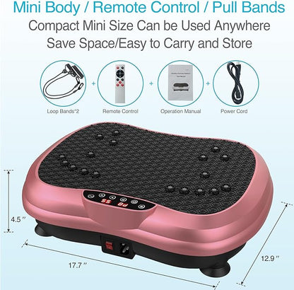 AXV Vibration Plate Exercise Machine Whole Body Workout Portable Mini Vibrate Fitness Platform Lymphatic Drainage Machine for Weight Loss Shaping Toning Wellness Home Gyms Workout (Mini)