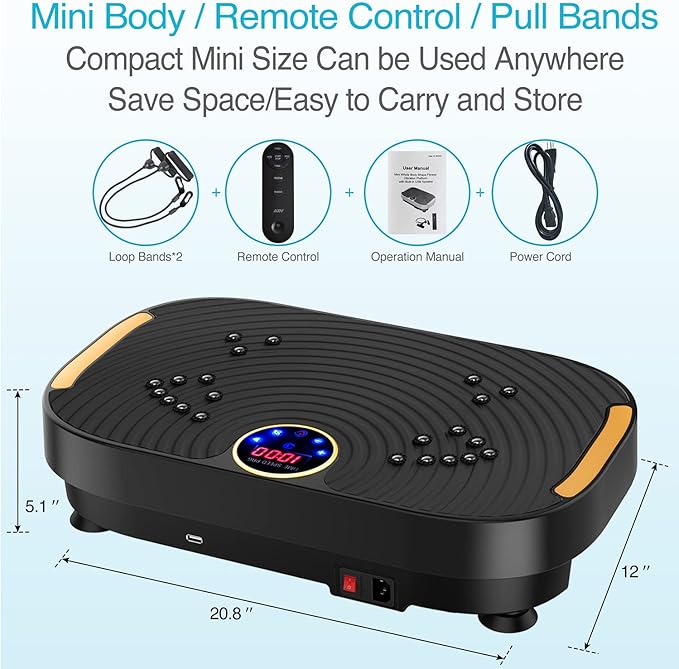 AXV Vibration Plate Exercise Machine Whole Body Workout Vibrate Fitness Platform Lymphatic Drainage Machine for Weight Loss Shaping Toning Wellness Home Gyms Workout