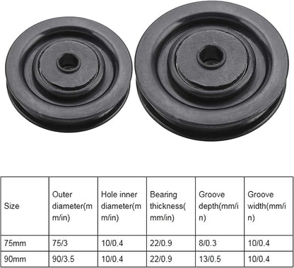 Keenso 10 Pcs 75mm/90mm Universal Nylon Bearing Pulley Wheel Fitness Hoisting Equipment for Cable Machine Gym Equipment