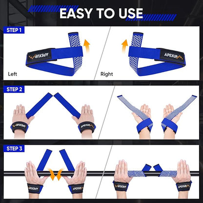APEXUP Weight Lifting Straps for Weightlifting, Lifting Wrist Straps Gym, Deadlift Straps, Anti Slip Silicone and Neoprene Padded Weightlifting Straps Men Women Powerlifting, Strength Training