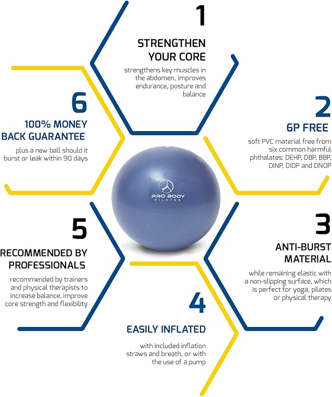 ProBody Pilates Ball Small Yoga Ball 9 Inch