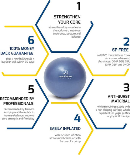ProBody Pilates Ball Small Yoga Ball 9 Inch