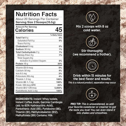 VitaCup Slim Protein Coffee Shake for Diet Support, Instant Coffee w/Whey Protein Powder, B Vitamins & Fiber, Dietitian Developed for Performance & Taste, Make as Iced Coffee or Shake, 2 Bags