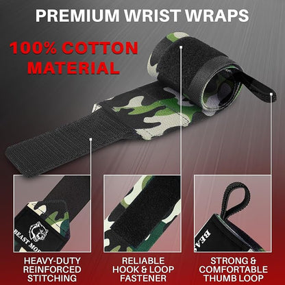 TECEUM Weightlifting 18" & 12" Wrist Wraps with Thumb Loop – Heavy Duty Wrist Workout Braces for Men and Women – Ideal for Powerlifting, Strength Training, Bodybuilding