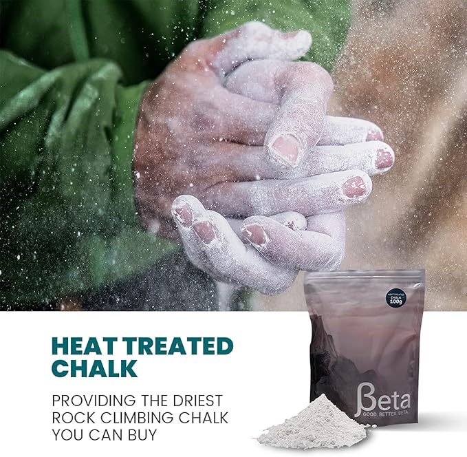 Beta Rock Climbing Chalk Premium, Heat Treated Loose Powdered Rock Climbing Chalk Made with 100% Magnesium Carbonate. 100% of Profits Donated. The Strongest Grip Possible. (Chalk Powder, Hand Chalk)