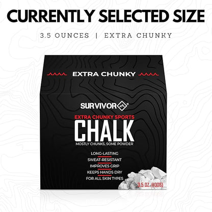 SURVIVOR Gym Chalk - Climbing Chalk, Lifting Chalk, Gymnastics Chalk - Pure Magnesium Carbonate Hand Chalk Powder, Weightlifting Chalk Gym - Rock Climbing Chalk for Weights
